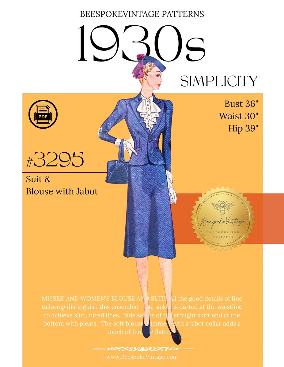 Simplicity 3295 Bust 36" PDF Pattern vintage pattern Late 1930s